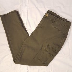 Olive green skinny cargo pants
